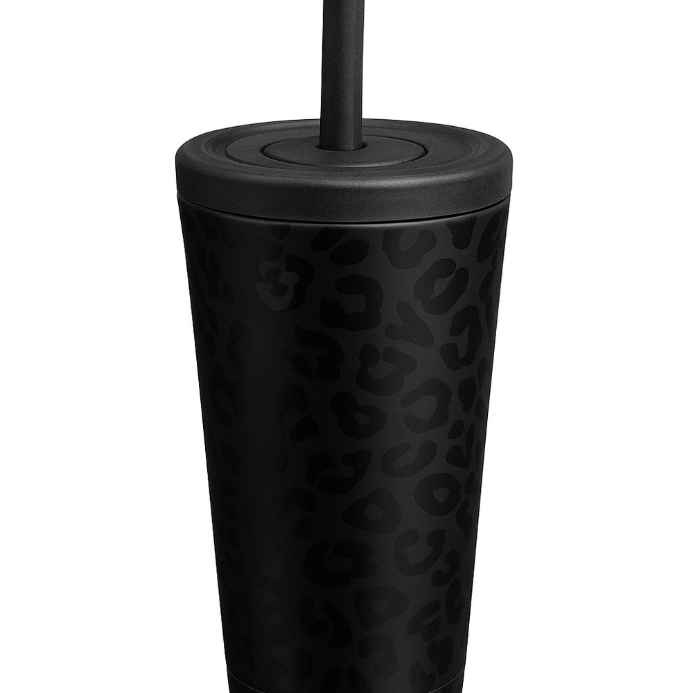 Black Leopard Print Tumbler 12oz